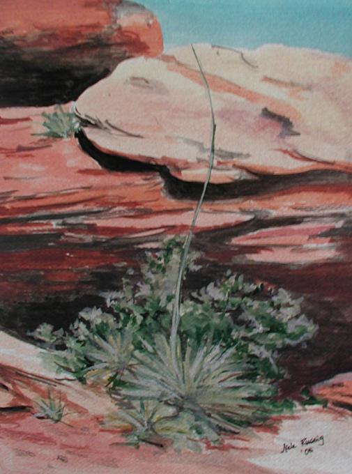 Aquarell von Yucca Pflanze in Canyonlands