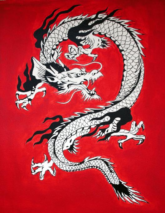 Wandmalerei mit Drachen